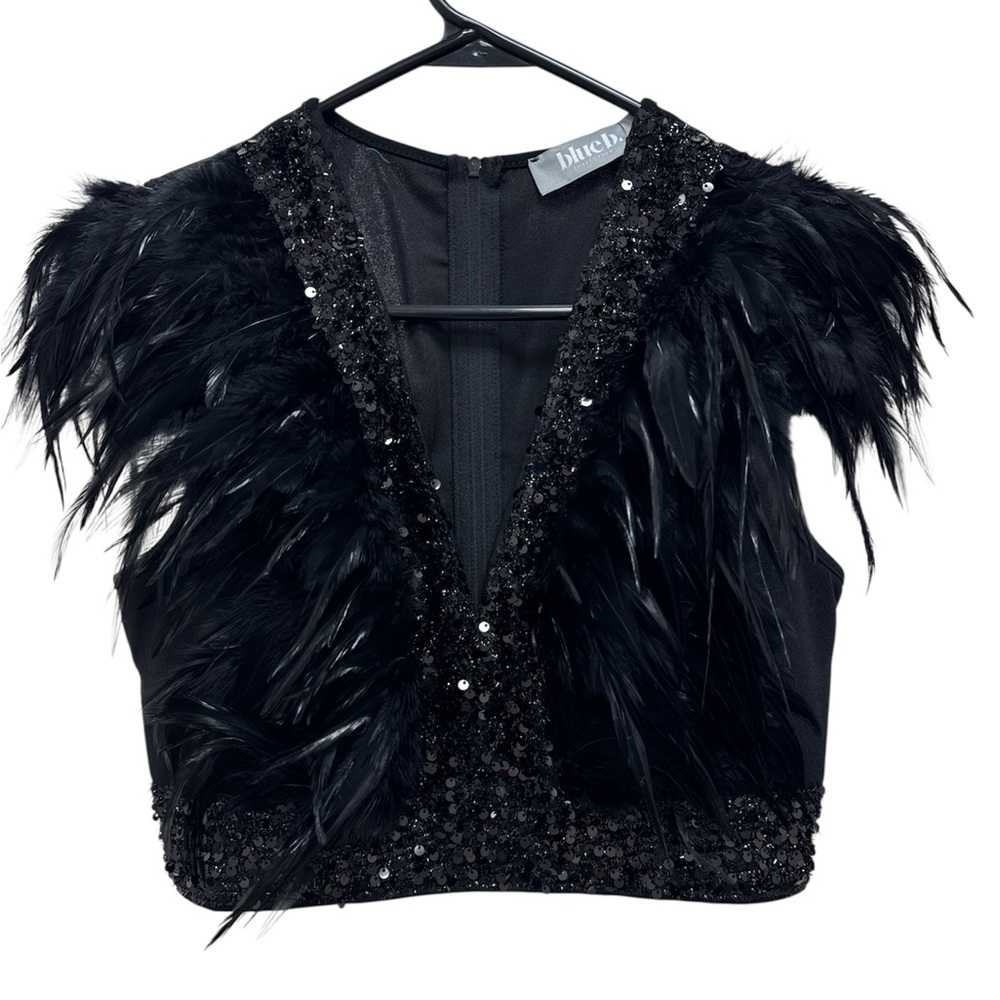 Black Feathered Crop Top
